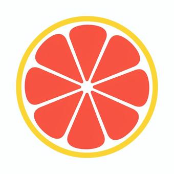 ピンクグレープフルーツ_断面 ピンクグレープフルーツ,グレープフルーツ,断面,果物,皮,アイコン,シンプル,かわいい,背景透過,透過のイラスト素材