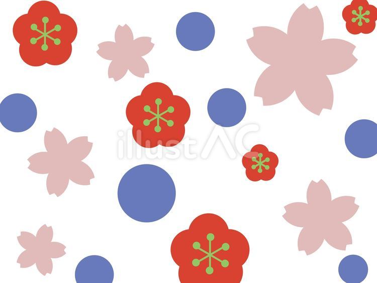 北欧風な和柄の背景 桜,梅,花のイラスト素材
