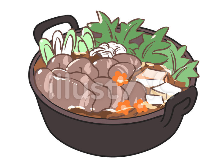 すきやき　火が通った肉　黒鍋 すきやき,鍋,お鍋のイラスト素材