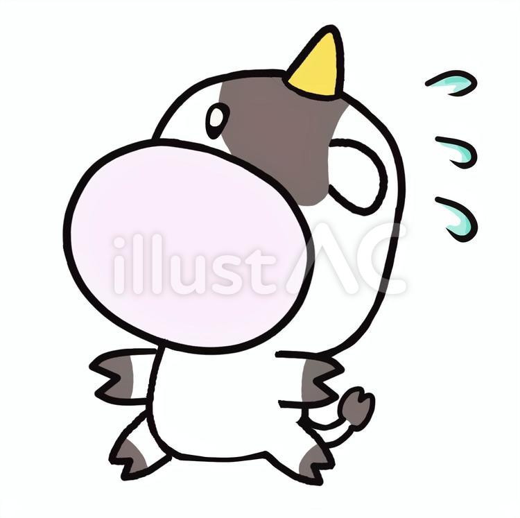 走るうしさん うし,牛,走るのイラスト素材