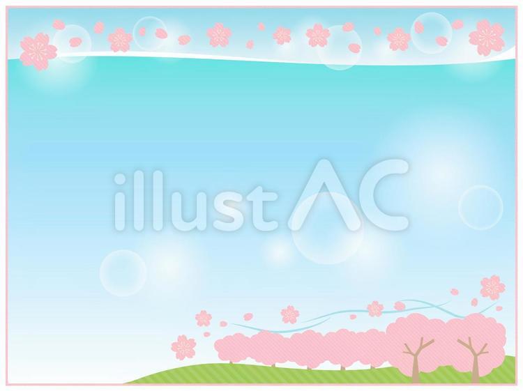 桜と青空の背景イラスト 桜の木,桜の花,桜のイラスト素材