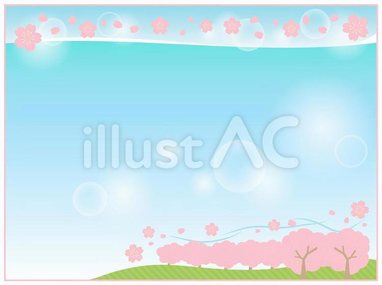 桜と青空の背景イラスト 桜の木,桜の花,桜のイラスト素材