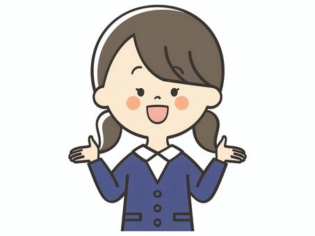 紹介する女の子 紹介,案内,説明,教える,紹介する,解説,アドバイス,重要,誘導,笑顔のイラスト素材