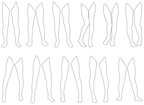 女性レッグモデル輪郭イラスト集p2-16 体,身体,女性,下半身,パーツモデル,レッグモデル,ポージング,脚タレ,脚,つま先のイラスト素材