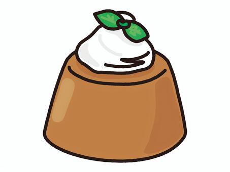 ホイップが乗ったチョコプリン チョコプリン,プリン,ホイップ,生クリーム,ミント,手作り,チョコ,チョコレート,ビター,濃厚のイラスト素材