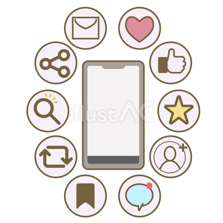 SNSとスマートフォン スマートフォン,スマホ,snsのイラスト素材