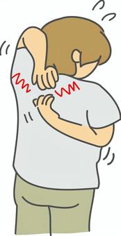 背中が・・・3 女性,背中,肩甲骨,痒み,つまり,違和感,苦痛のイラスト素材