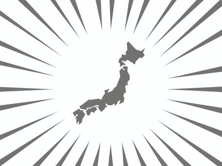 集中線と日本列島（日本地図）（灰色） 日本,日本列島,日本地図,国土,地図,集中,集中線,効果線,注目,シンプルのイラスト素材