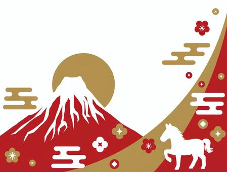 年賀状 富士山,日の出,雲,山,縁起物,和,日本,初日の出,朝日,太陽のイラスト素材