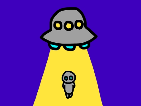 UFOと宇宙人 ufo,宇宙人,宇宙,宇宙船,青のイラスト素材