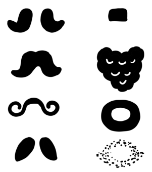 ひげセット ひげ,あごヒゲ,髭,ちょび髭,無精ひげ,男性,顔,セット,手書き,黒のイラスト素材