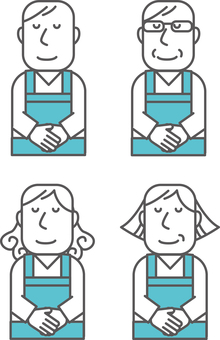 エプロン店員＜お辞儀・にっこり＞ 人物,人,お辞儀,挨拶,お詫び,お礼,すみません,お願い,御免なさい,謝罪のイラスト素材