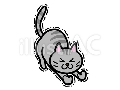 イラスト素材:伸びるサバトラ猫 1
