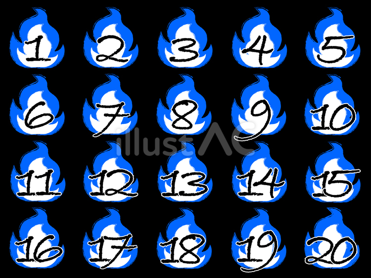 【数字】炎5 数字,ナンバー,炎のイラスト素材