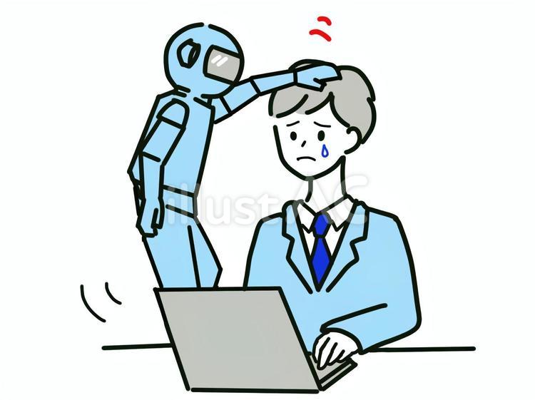 AIに相談して慰めてもらう男性のイメージ 男性,男の人,お兄さんのイラスト素材