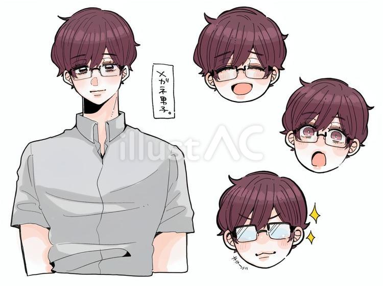 眼鏡男子 眼鏡,男性,上半身のイラスト素材