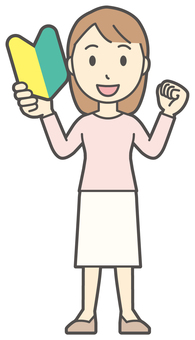  ロングヘア女性-272-全身 初心者,女性,女の子,人物,かわいい,マーク,初めて,初回,わかば,若葉のイラスト素材