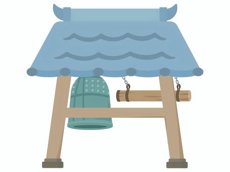 除夜の鐘と撞木と鐘楼 除夜の鐘,鐘,撞木,セット,大晦日,年越し,鐘楼,小屋,建物,お寺のイラスト素材