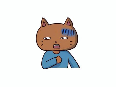 ドン引きしている猫のイラスト ドン引き,引く,猫,うわぁ,手描き,青ざめるのイラスト素材
