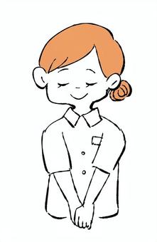 看護士/女性/お辞儀 お辞儀,看護師,看護士,看護婦,ナース,病院,クリニック,医療,白衣,受付のイラスト素材