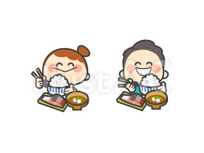 食事をする男女