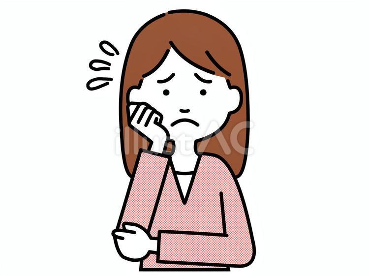 悩む女性2(汗あり) 悩む,困る,女性のイラスト素材