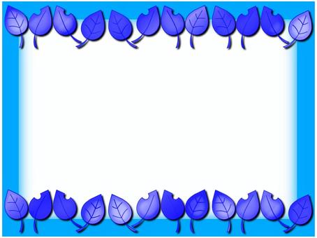 葉っぱのフレ−ム 葉っぱ,フレ−ム,ポストカード,メッセージカード,グラデーション,青,水色,長方形,罫線なしのイラスト素材
