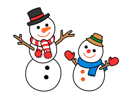 ゆきだるま ゆきだるま,スノーマン,マフラー,手袋,帽子,冬,雪のイラスト素材