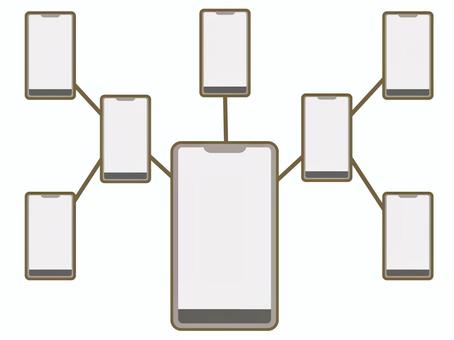 スマートフォン　つながり　連携　拡散 スマホ,スマートフォン,拡散,繋がり,連携,ネットワーク,インターネット,sns,画面,携帯電話のイラスト素材