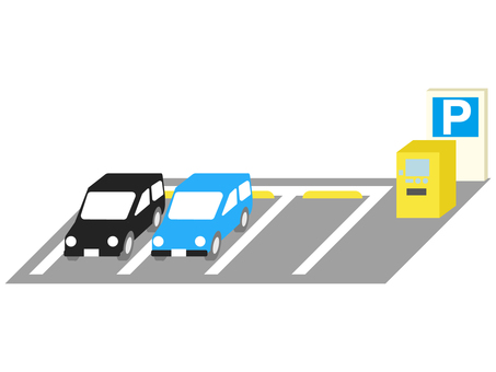 小さな駐車場 駐車場,パーキング,駐車,車,土地,場所,生活,シンプル,イラスト,ベクターのイラスト素材