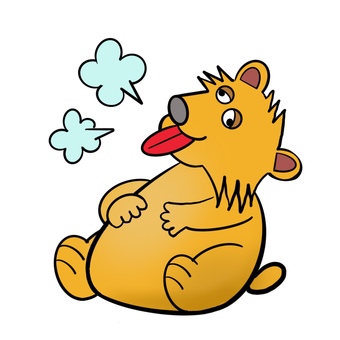 お腹がいっぱいです。　くま　手描き 熊,満腹,かわいい,ユニーク,手描きのイラスト素材