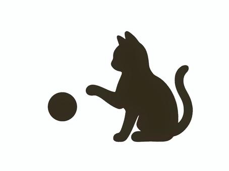 Silhouette of a cat playing with a ball, cat, creatures, silhouette, JPG and PNG