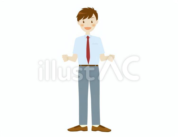 握り拳　夏服の男子学生 学生,中学生,高校生のイラスト素材