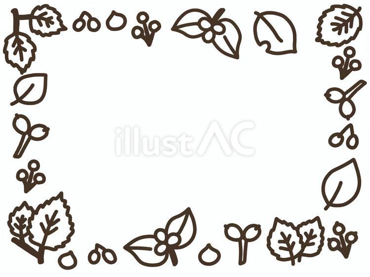 木の実と落ち葉のフレーム 木の実,落ち葉,植物のイラスト素材