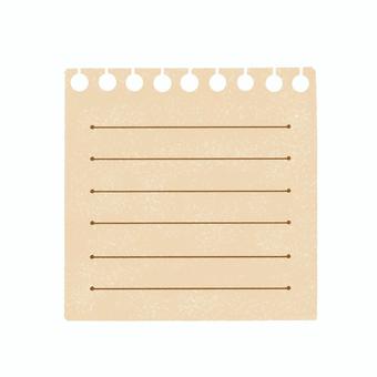 スクエアメモ（ベージュ・丸穴・罫線） メモ,ノート,メモ用紙,ノート用紙,スクエア,正方形,手描き,水彩,シンプル,くすみカラーのイラスト素材