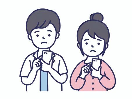 スマホを操作する人 スマホ,見る,女性,男性,スマートフォン,ネット,予約,主婦,sns,連絡のイラスト素材
