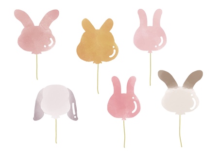 うさぎの形の水彩風風船 うさぎ,風船,水彩風,ピンク色,バルーン,顔なしのイラスト素材