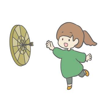 ダーツを楽しむ女の子 女の子,人物,かわいい,ワンポイント,ダーツのイラスト素材