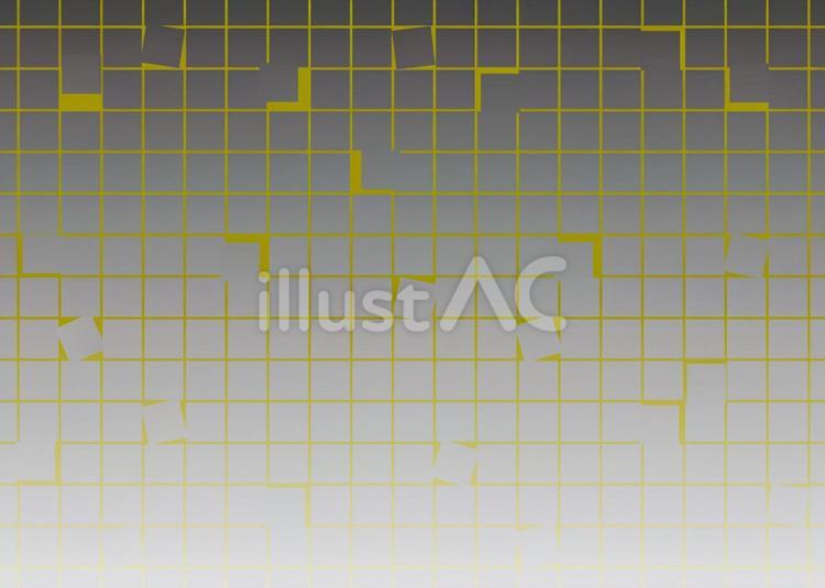 黄色背景と一部崩れたグレーのタイルの羅列 タイル,サイバー,サイバーチックのイラスト素材