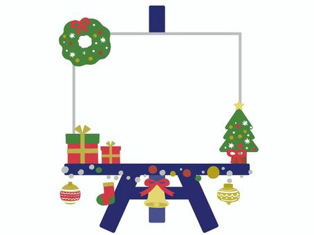 クリスマスのイーゼル|テキストスペース クリスマスのイーゼル|テキストスペース イーゼル,クリスマス,絵画,キャンバス,リース,ツリー,プレゼント,靴下,飾り,オーナメントのイラスト素材