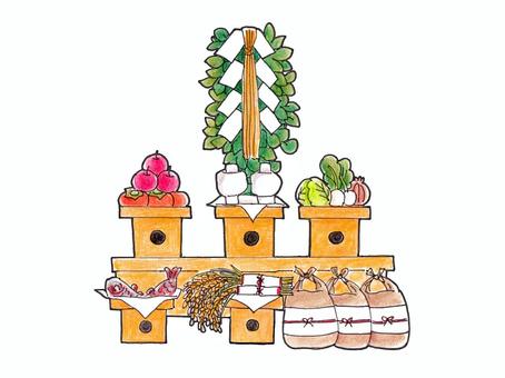 新嘗祭の祭壇とお供えイラスト