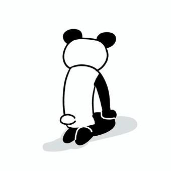 正座するパンダの背中 パンダ,動物,キャラ,ポップ,かわいい,正座,絶望,後ろ姿,背中,怒るのイラスト素材