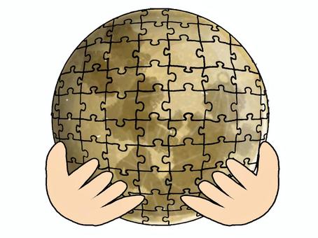 月のパズルを守る手 月,環境,壊れるのイラスト素材