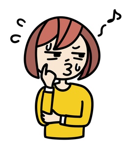 ごまかす女性 ごまかす,言い訳,女性,シュール,上半身,汗,取りつくろう,口笛,ばれる,困るのイラスト素材