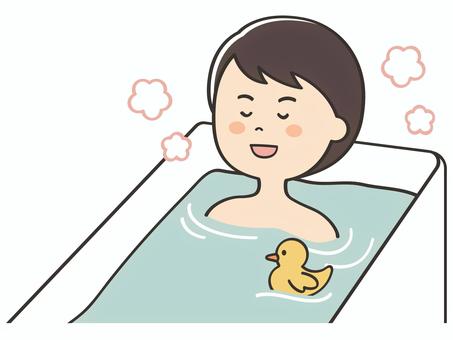 お風呂に入る男性 お風呂,風呂,入浴,湯船,浸かる,リラックス,男性,男,父,お父さんのイラスト素材