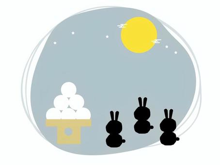 中秋の名月 名月,満月,中秋,うさぎ,おだんご,秋のイラスト素材