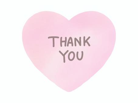 THANK YOUの文字入り・水彩ハート thankyou,ありがとう,ハート,手描き,文字,手書き,ピンク,あしらい,装飾,飾りのイラスト素材