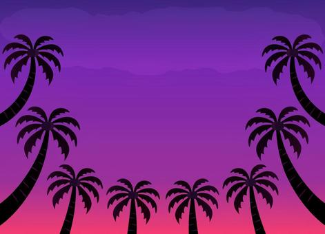 サンセット サンセット,夕暮れ,日没,ヤシ,夏,南国,シルエット,木,夕焼け,南の島のイラスト素材