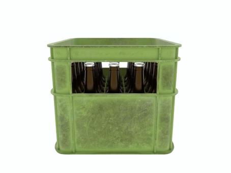 緑色の汚れたケースとビール ビールケース,ケース,ビール箱,入れ物,3d,cg,瓶ビール,緑色,汚れのイラスト素材
