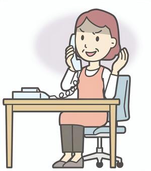  電話で騙そうとしている中年の女性 企む,おばさん,人,女性,中年,おばちゃん,シニア,ママ,主婦,ヘルパーのイラスト素材